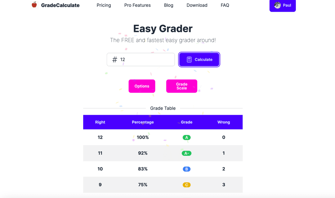 GradeCalculate pro Features example